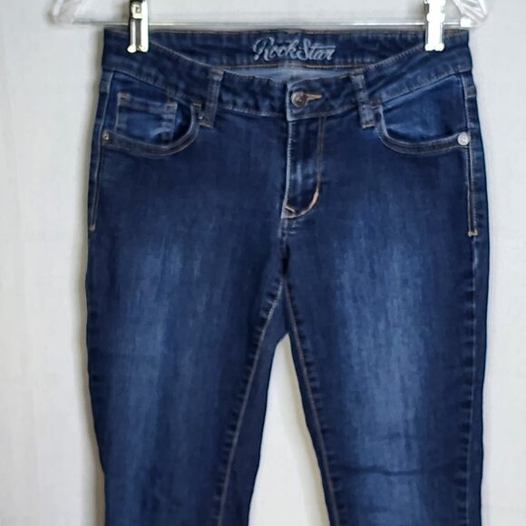 Old Navy Rock Star Dark Wash Cotton Poly Span Mid Rise Stretch Skinny Jean 8 Reg - Picture 2 of 16